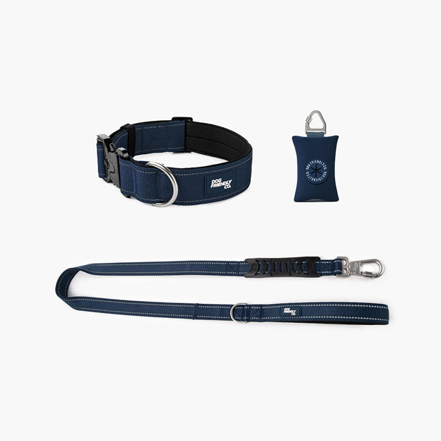 Halsband-Set für Spaziergänge - Marineblau