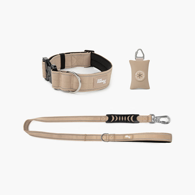 Halsband-Set für Spaziergänge - Braun