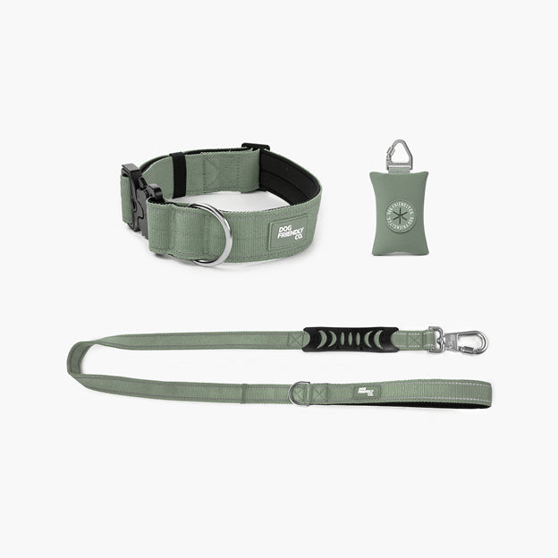Halsband-Set für Spaziergänge - Khaki