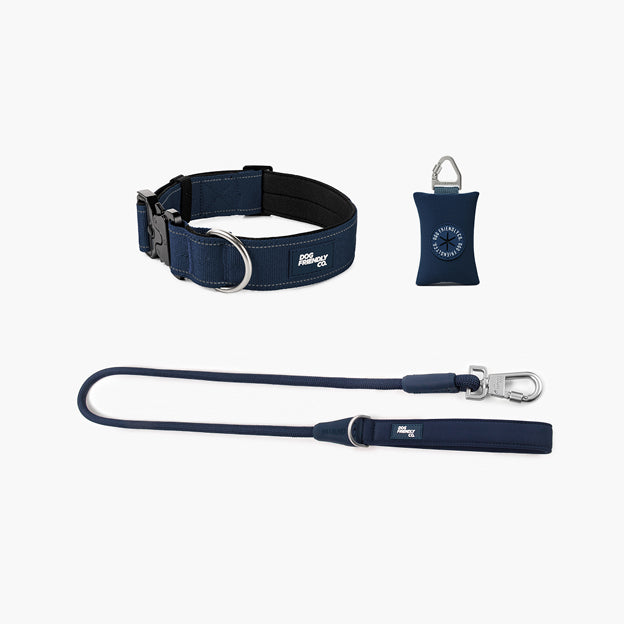 Halsband-Set für Spaziergänge - Marineblau