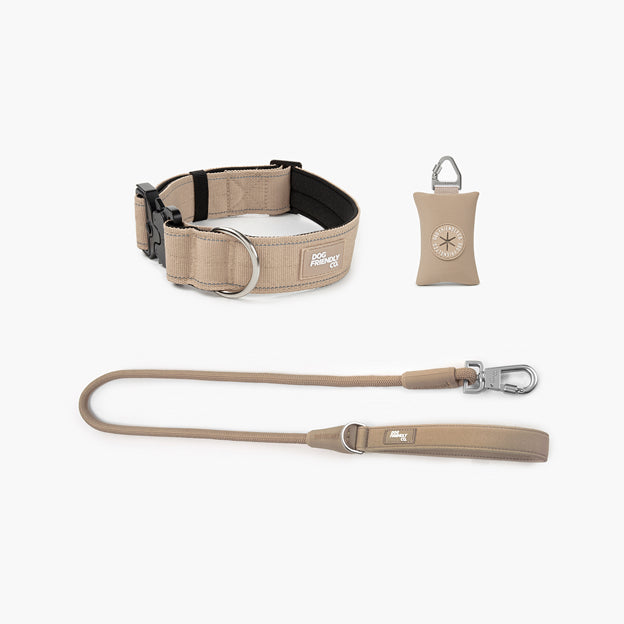 Halsband-Set für Spaziergänge - Braun
