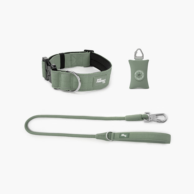 Halsband-Set für Spaziergänge - Khaki