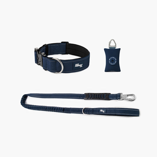 Halsband-Set für Spaziergänge - Marineblau