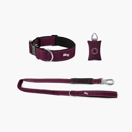 Halsband-Set für Spaziergänge - Burgunder